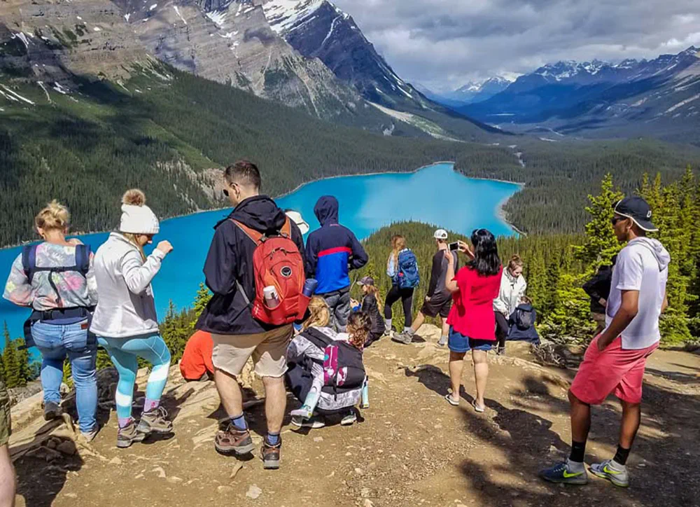 Hoping to connect with nature? Not if you are headed to any of Banff National Park’s iconic viewpoints like this one at Peyto Lake | casualtravelist.com