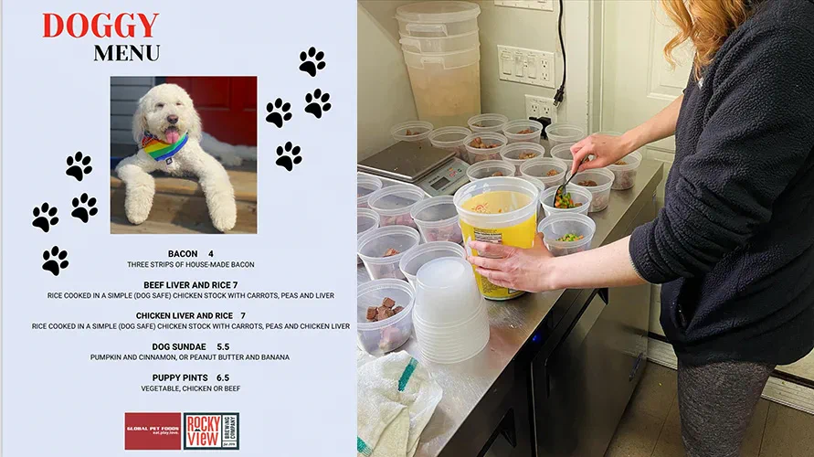 A dedicated doggy menu with dog-friendly ingredients | Rocky View Brewing Co.
