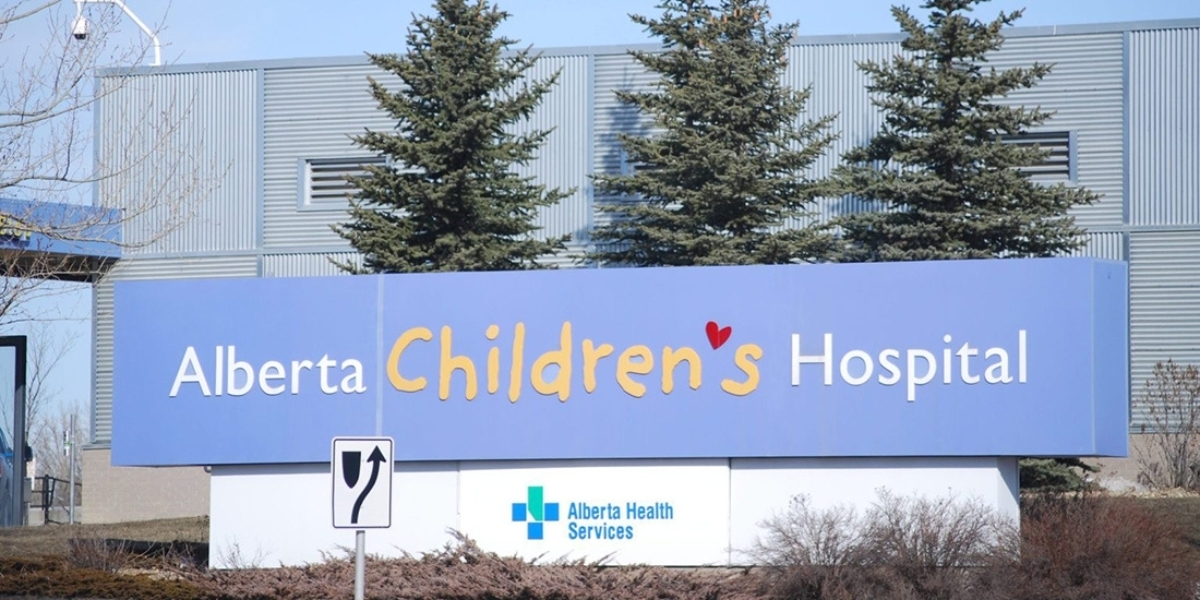 A photo of the Alberta Children's Hospital sign