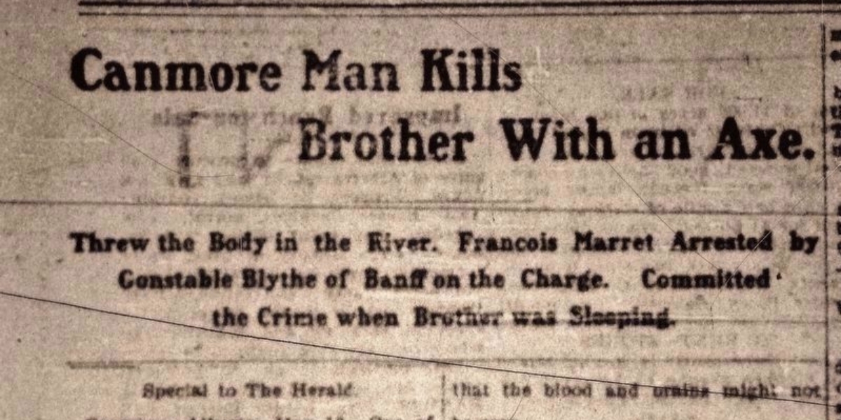 a newspaper clipping covering the axe murder at Dead Man's Flats