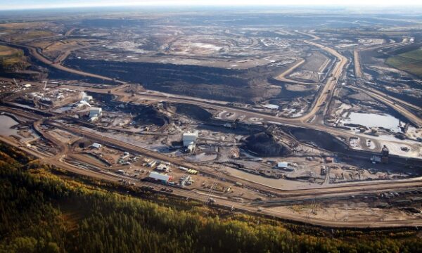 an aerial shot of suncors fort hills oil sands project
