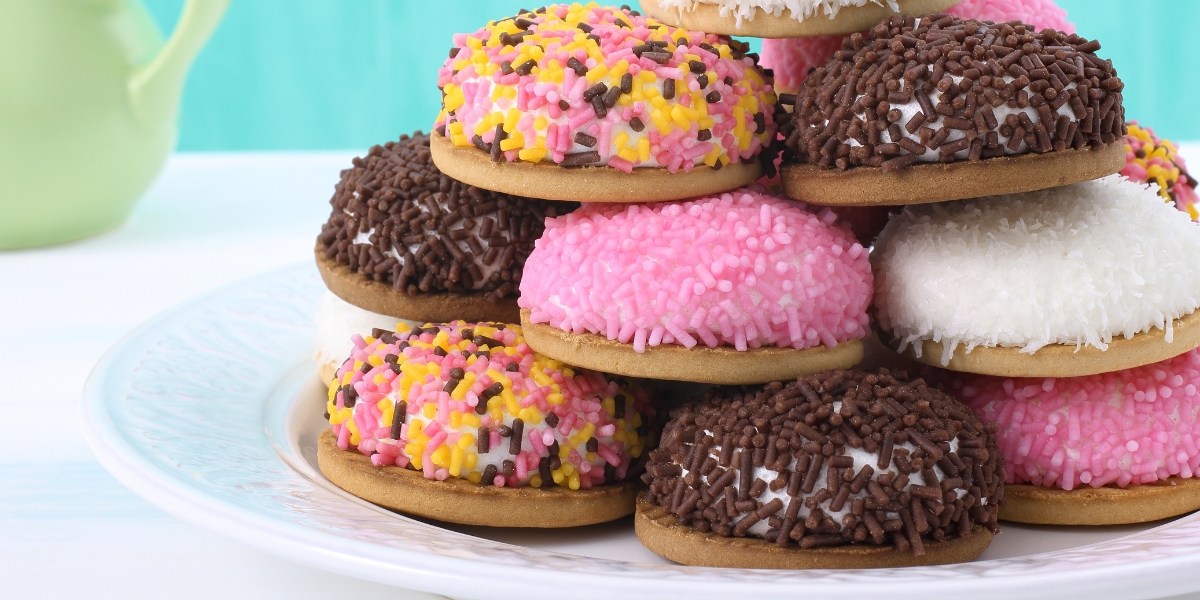 image of a colorful pile of donuts