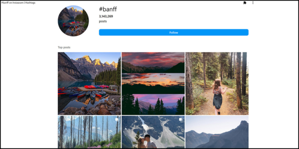 Image showing results of Instagram hashtag search for #banff