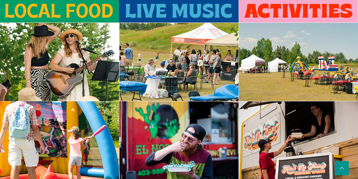 a colourful poster of photos for the 2023 Cochrane Food Fest