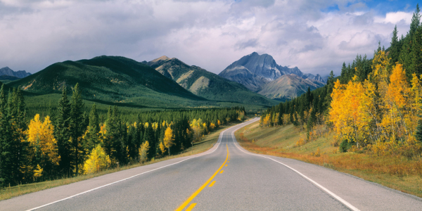 Highwayhighway 40 winding through the mountain landscape of Kananaskis Country Alberta.