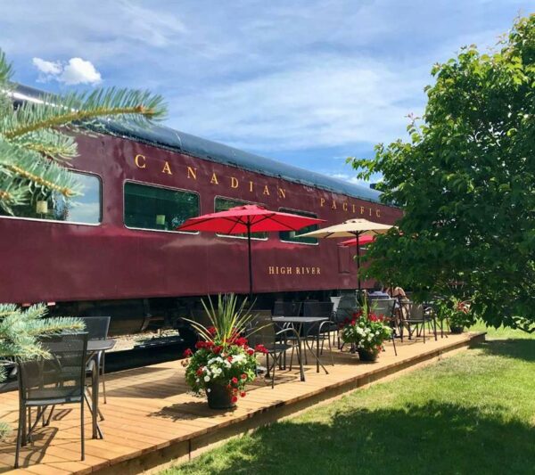 a photo of danielle smiths red rail car restaurant in high river