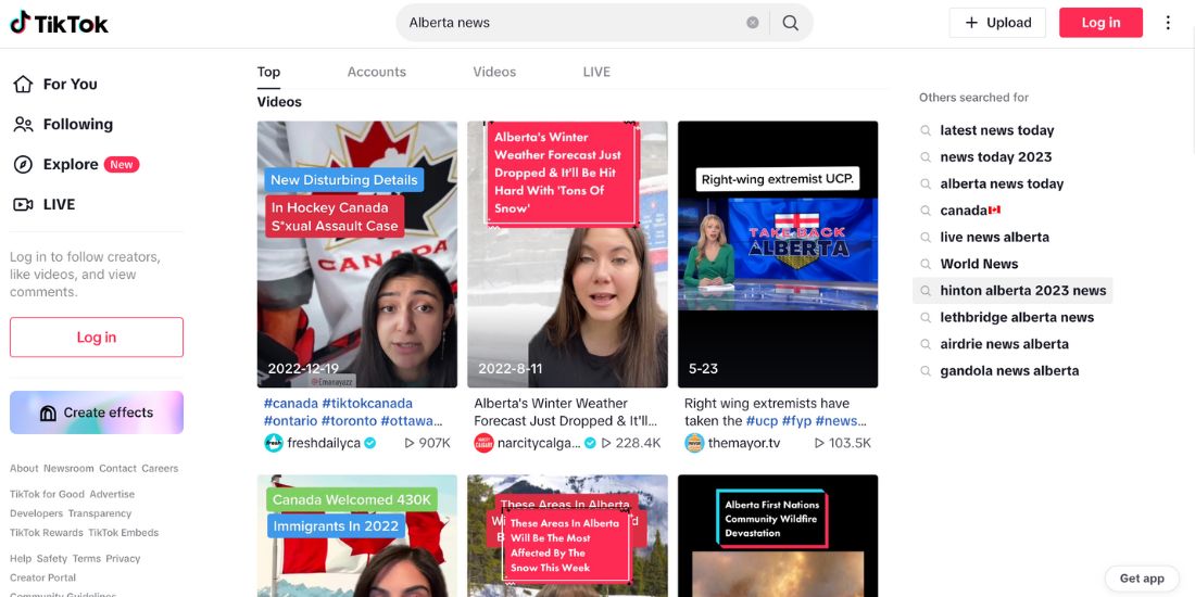 Screen Capture of CTV News TikTok feed