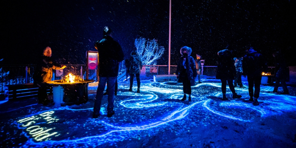 One of the art installations at Nightrise, located at the summit of Sulphur Mountain in Banff | Moment Factory