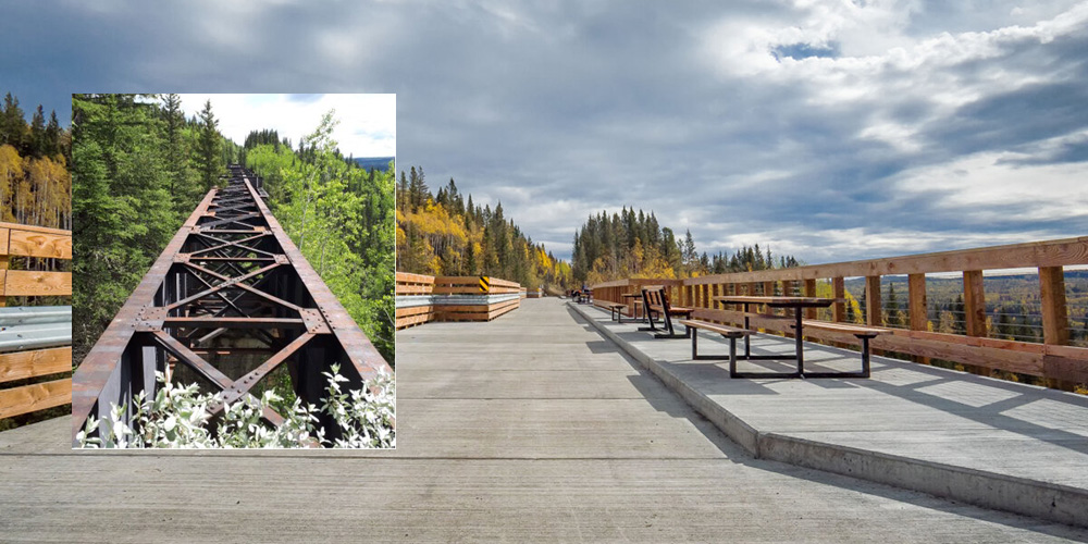 Before and after photos of the top of the Taunton Trestle | Government of Alberta
