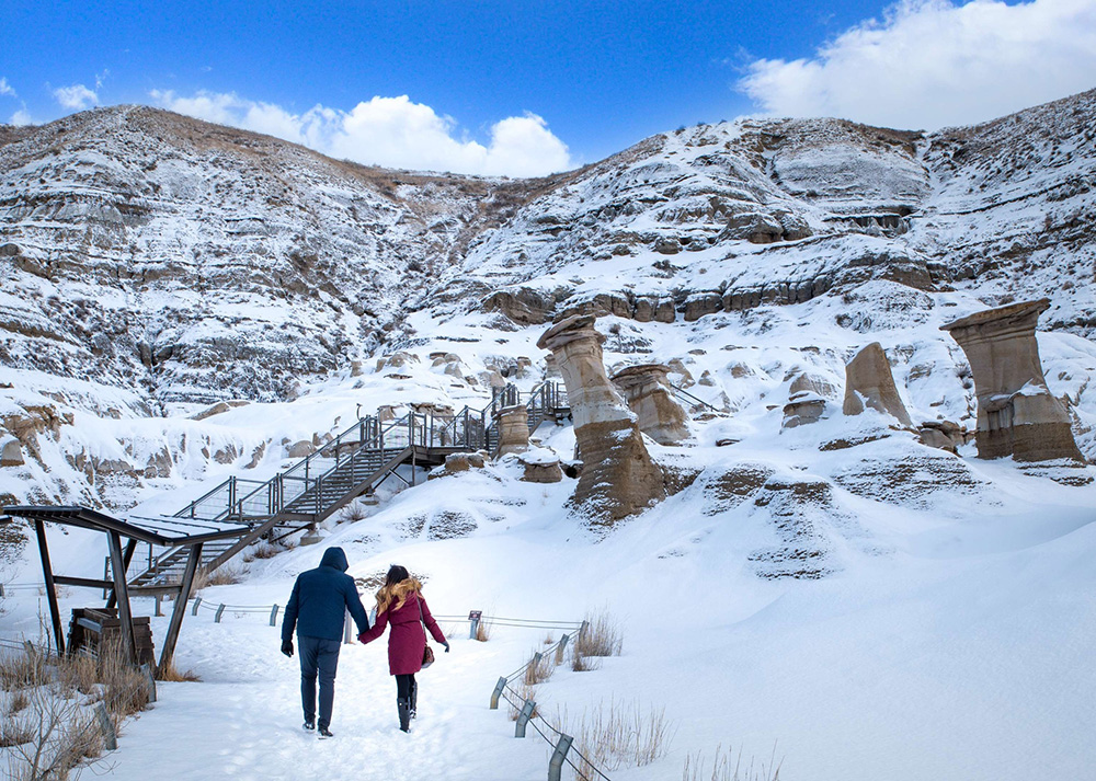 The Hoodoo Trail in winter is free of crowds and beautiful in fresh snow | Drumheller Tourism