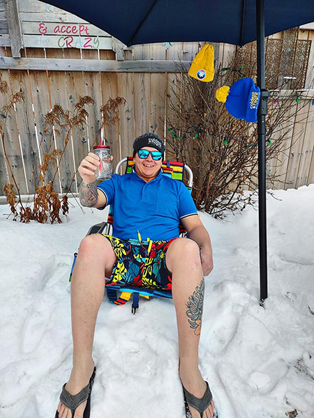 Not necessarily the recommended attire for the Coldest Night of the Year, but this Cochrane resident shows off the spirit of the event | cnoy.org