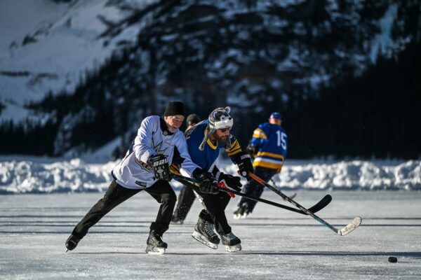 The Canberra Senators facing off against a local Lake Louise pond hockey team | Matthew Thompson | Rocky Mountain Outlook