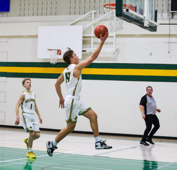Canmore Wolverine's Sonny Whittington performing a lay up in a match against the Banff Bears last month  Jungmin Ham  Rocky Mountain Outlook