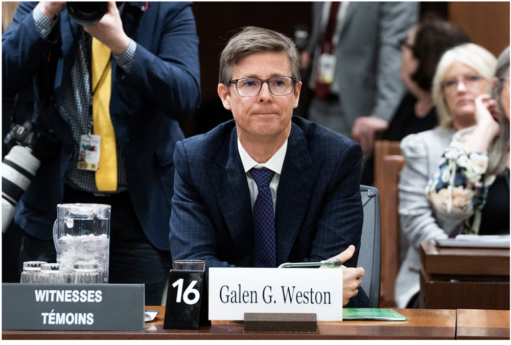 Galen Weston, Chairmen and President of Loblaw Companies Limited as an industry witness at the Standing Committee on Agriculture and Agri-Food investing food price inflation in early March | Spencer Colby | The Canadian Press
