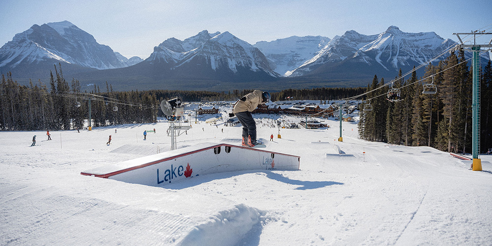 One of the Lake Louise Ski Resort's terrain parks where skiers can practice tricks and jumps | Ski Louise