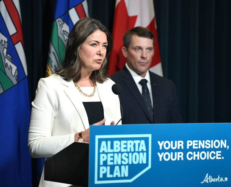 Premier Danielle Smith and Finance Minister Nate Horner at a press conference on the Alberta Pension Plan in September 2023 | Alberta.ca