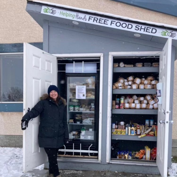 Laura McDonald, Executive Director of Helping Hands Society (aka Boss Lady😉), working the food shed | Helping Hands Society | Facebook
