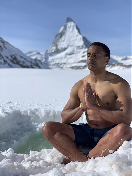 Belibi training his mind and body in the snow | Andre Belibi | Facebook