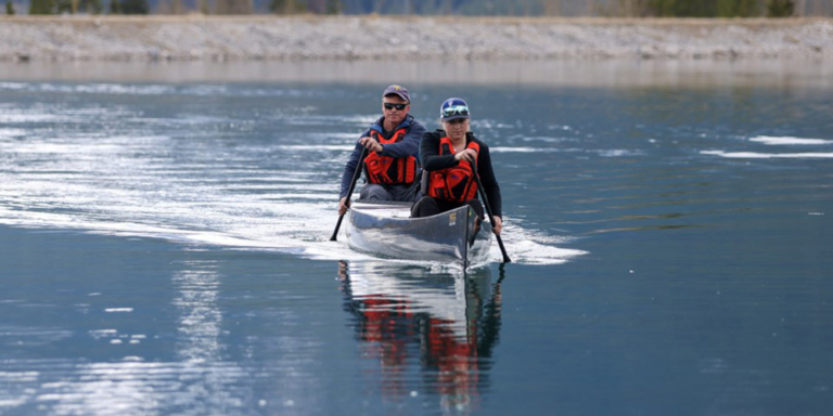 Steve and Natasia Varieur practicing in their canoe