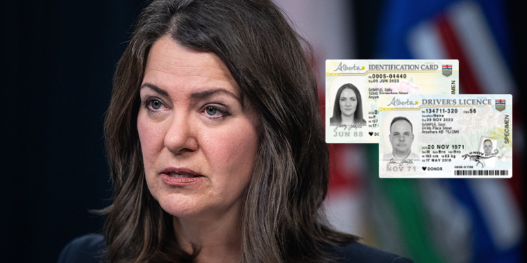 Danielle Smith and photos of Alberta driver's licenses