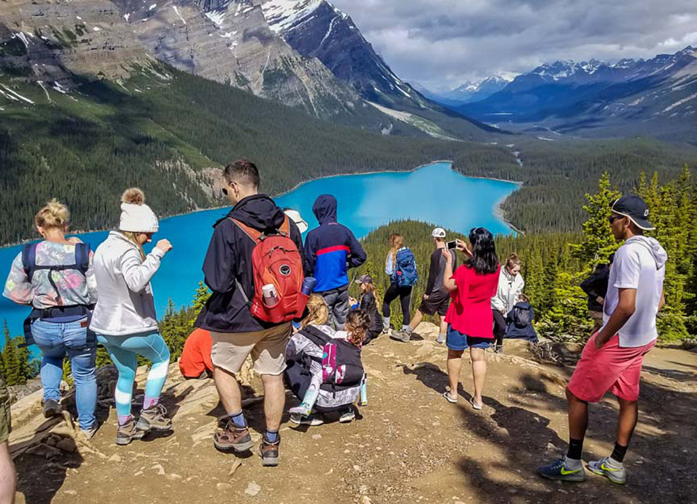 Hoping to connect with nature? Not if you are headed to any of Banff National Park’s iconic viewpoints like this one at Peyto Lake | casualtravelist.com
